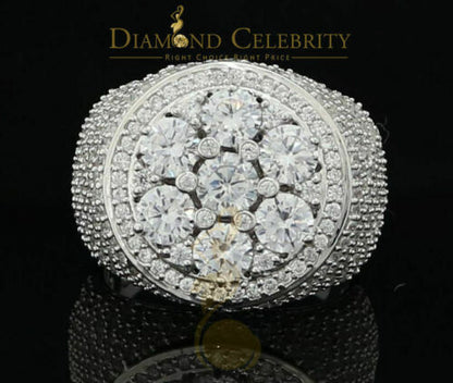 DiamondCelebritees Men's 12.5ct Cubic Zirconia white Silver Round Adjustable Ring From SZ 11 to13