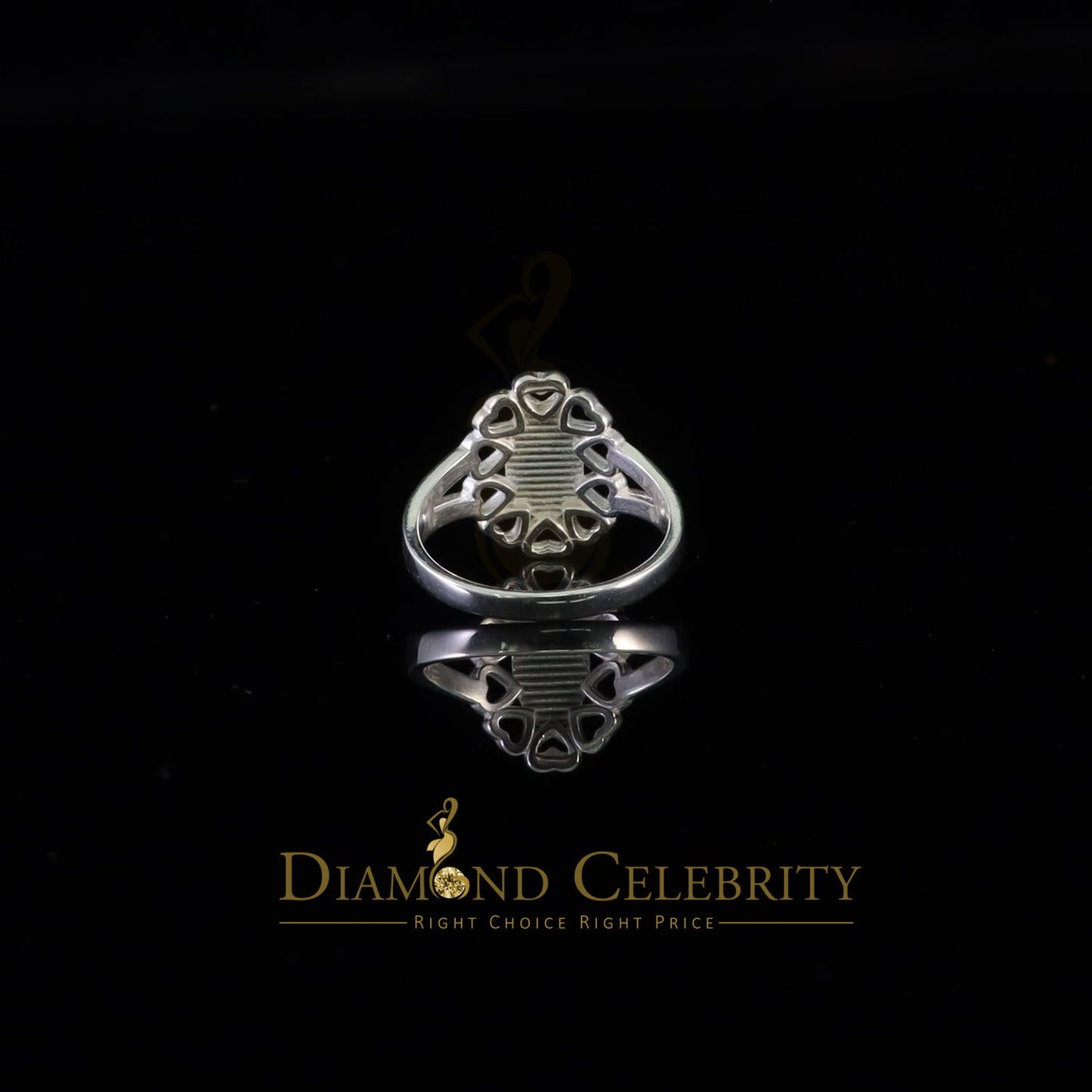 DiamondCelebritees White 925 Silver Virgin Mary Heart shape cutout Women Faith Protection Ring SZ 8