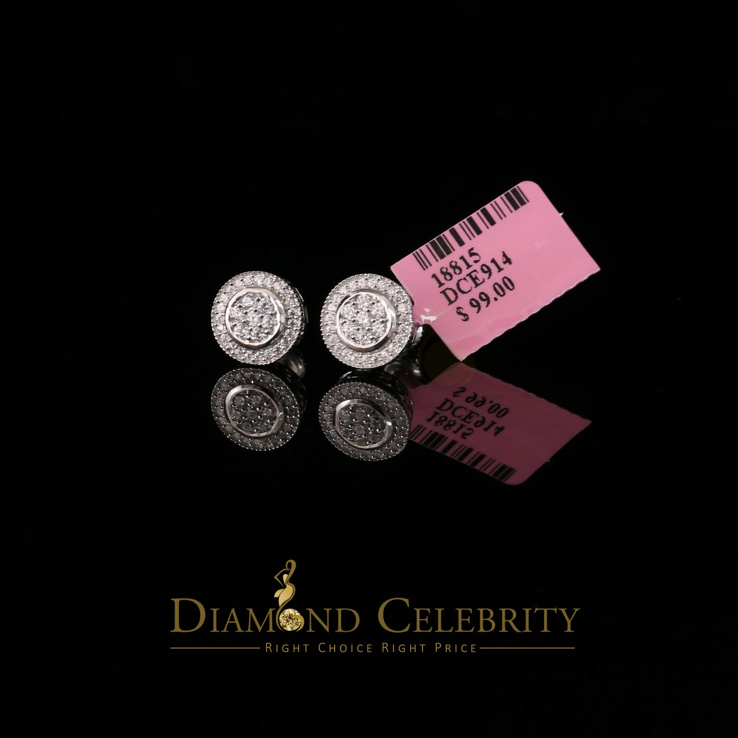 DiamondCelebritees  925 Sterling White Silver 1.59ct Cubic Zirconia Round Women's Stud Earrings