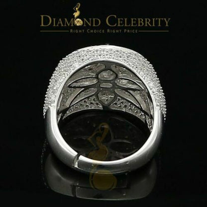 DiamondCelebritees Men's 12.5ct Cubic Zirconia white Silver Round Adjustable Ring From SZ 11 to13
