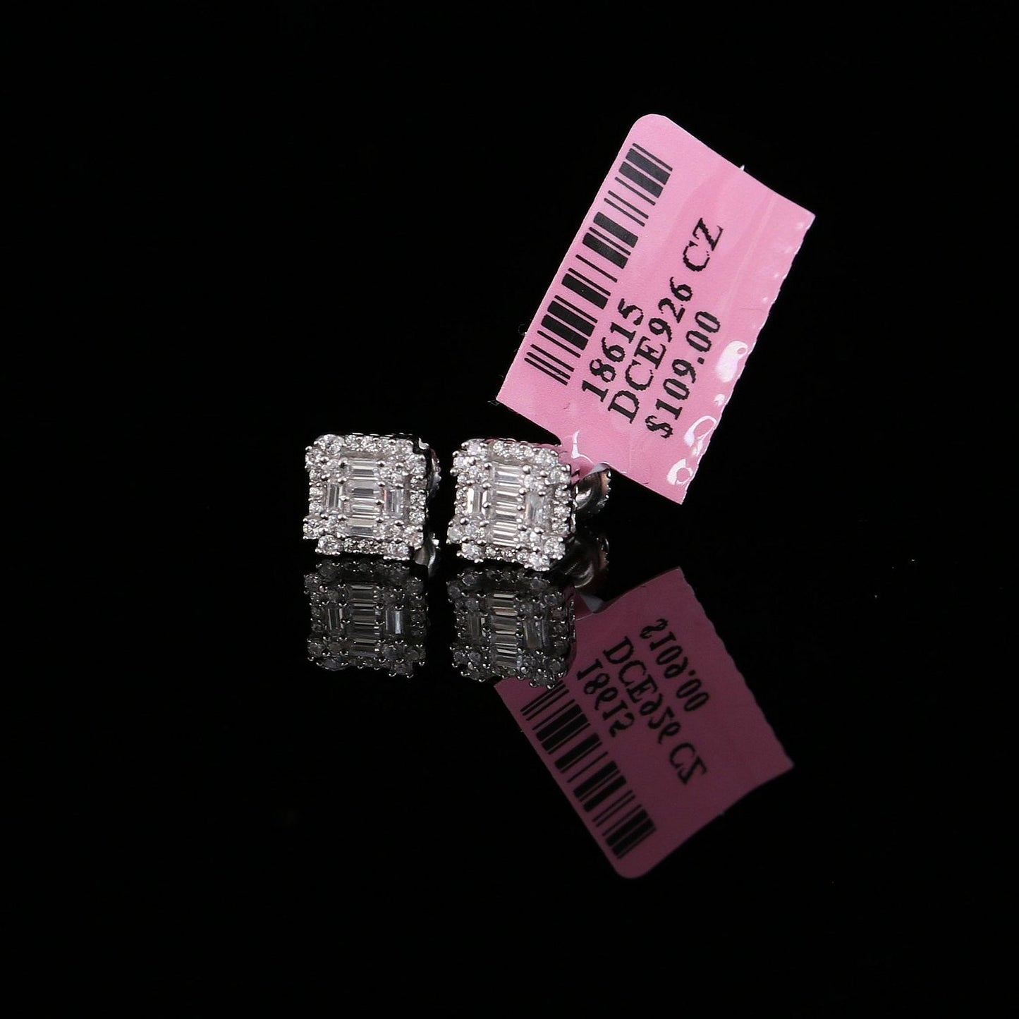 DiamondCelebritees  Hip Hop 925 White Sterling Silver 1.26ct Cubic Zirconia Women's Square Earrings