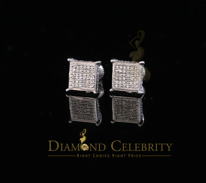 DiamondCelebritees 0.20ct Diamond Collection White 925 Sterling Silver Women & Men Square Earrings
