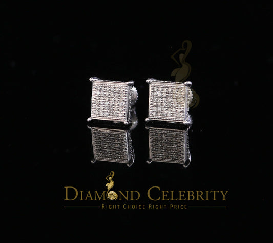 DiamondCelebritees 0.20ct Diamond Collection White 925 Sterling Silver Women & Men Square Earrings