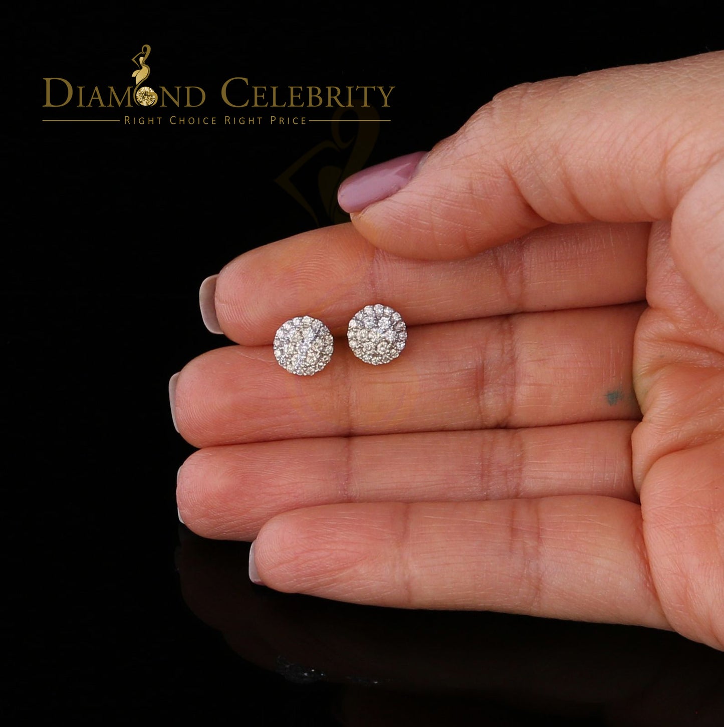 DiamondCelebritees Beautiful 10K Real Yellow Real Diamond 0.55CT Men's/Women's Stud Round Earring