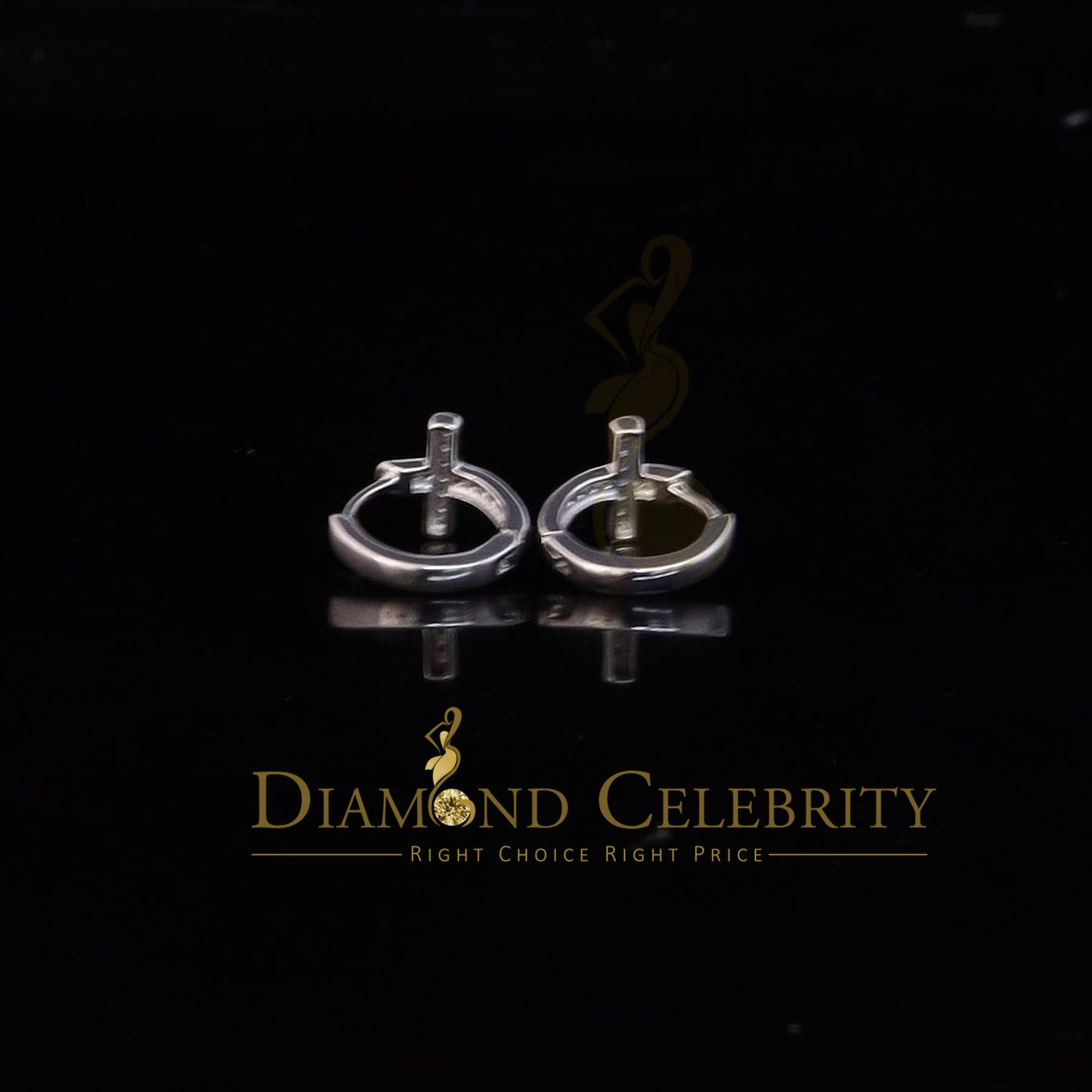 DiamondCelebritees 0.15ct Diamond 925 Sterling Silver White Hoop Stud Earring For Men's / Women's