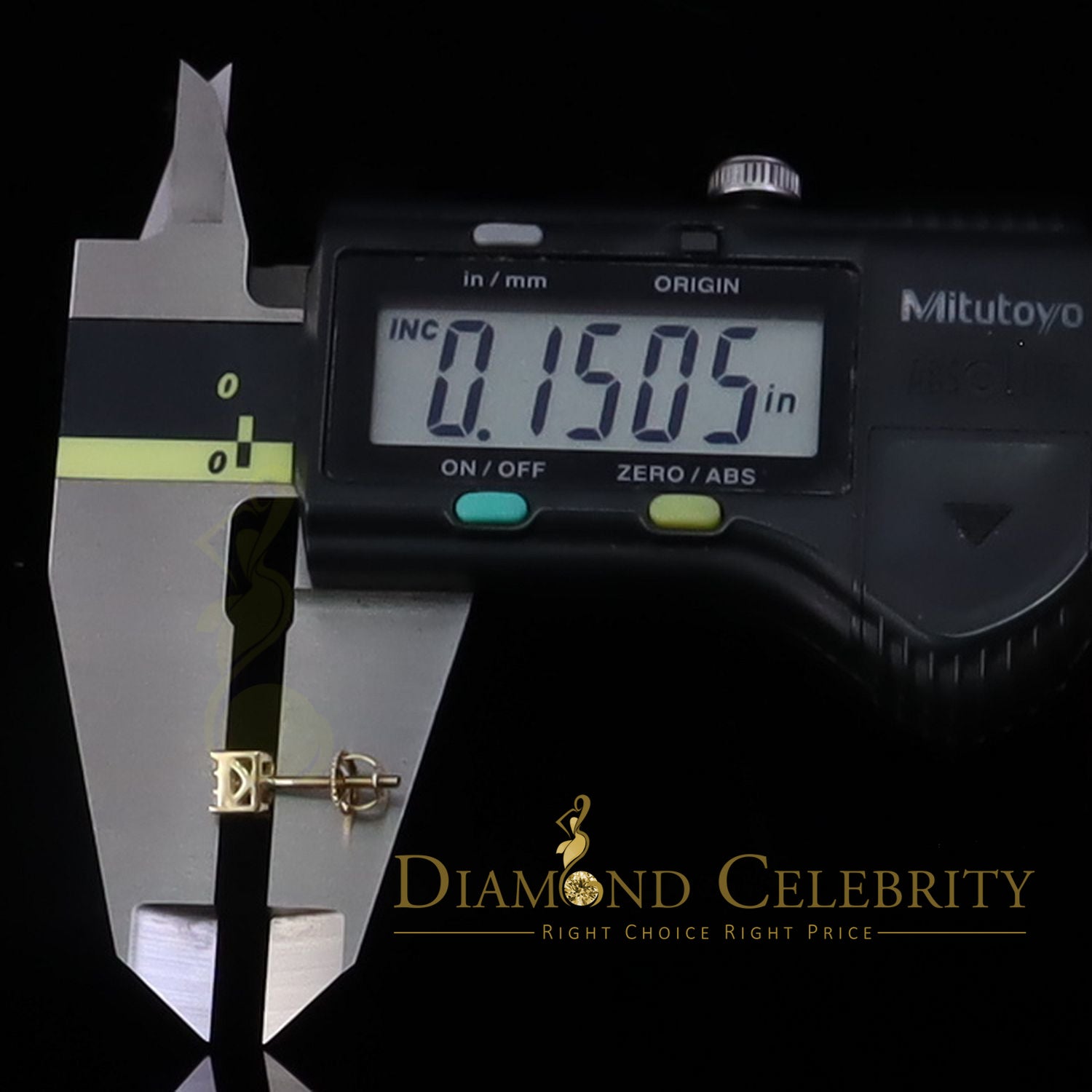 DiamondCelebritees  0.34ct Cubic Zirconia Hip Hop 925 Yellow Silver Women's & Men's Square Earrings