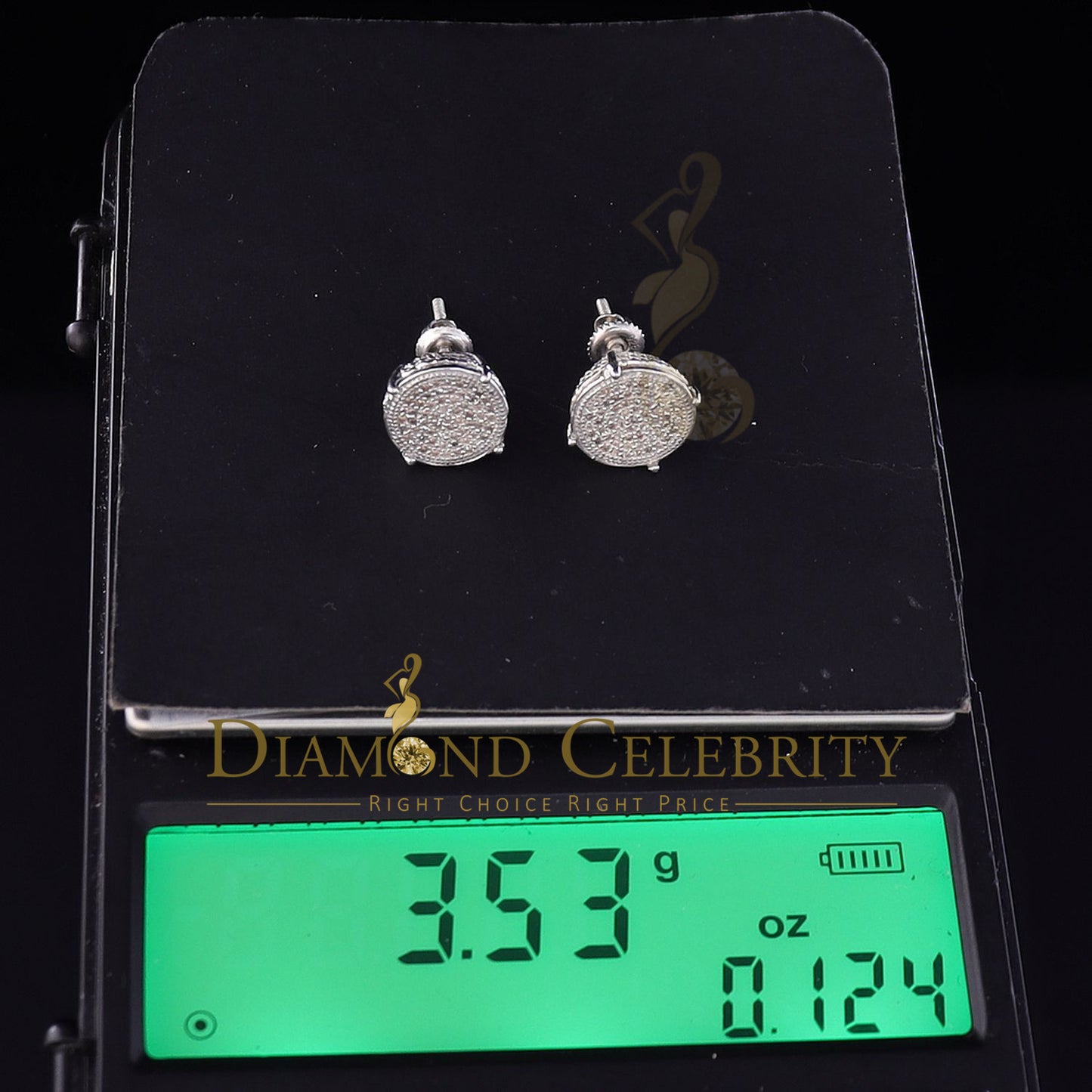 DiamondCelebritees 925 Sterling Silver 0.30ct Diamond For Women's/ Men's White Stud Round Earrings