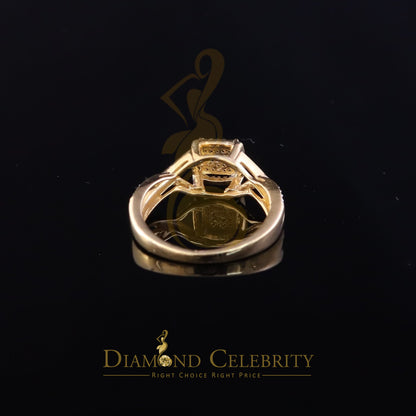 DiamondCelebritees 0.10CT Real Diamond 925 Sterling Yellow Silver Style Square Womens Ring Size 7