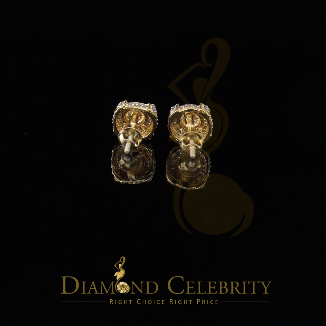 DiamondCelebritees  Aretes Para Hombre Silver 0.25ct Diamond For Ladies / Gent's Yellow Stud Earring
