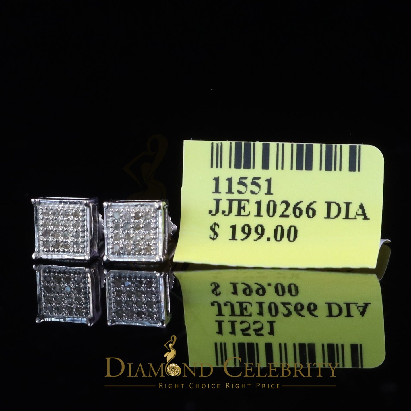 DiamondCelebritees 0.10ct Diamond Stud Earrings For Women White 925 Sterling Silver Stud For Men