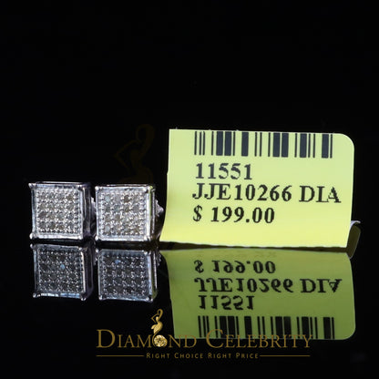 DiamondCelebritees 0.10ct Diamond Stud Earrings For Women White 925 Sterling Silver Stud For Men