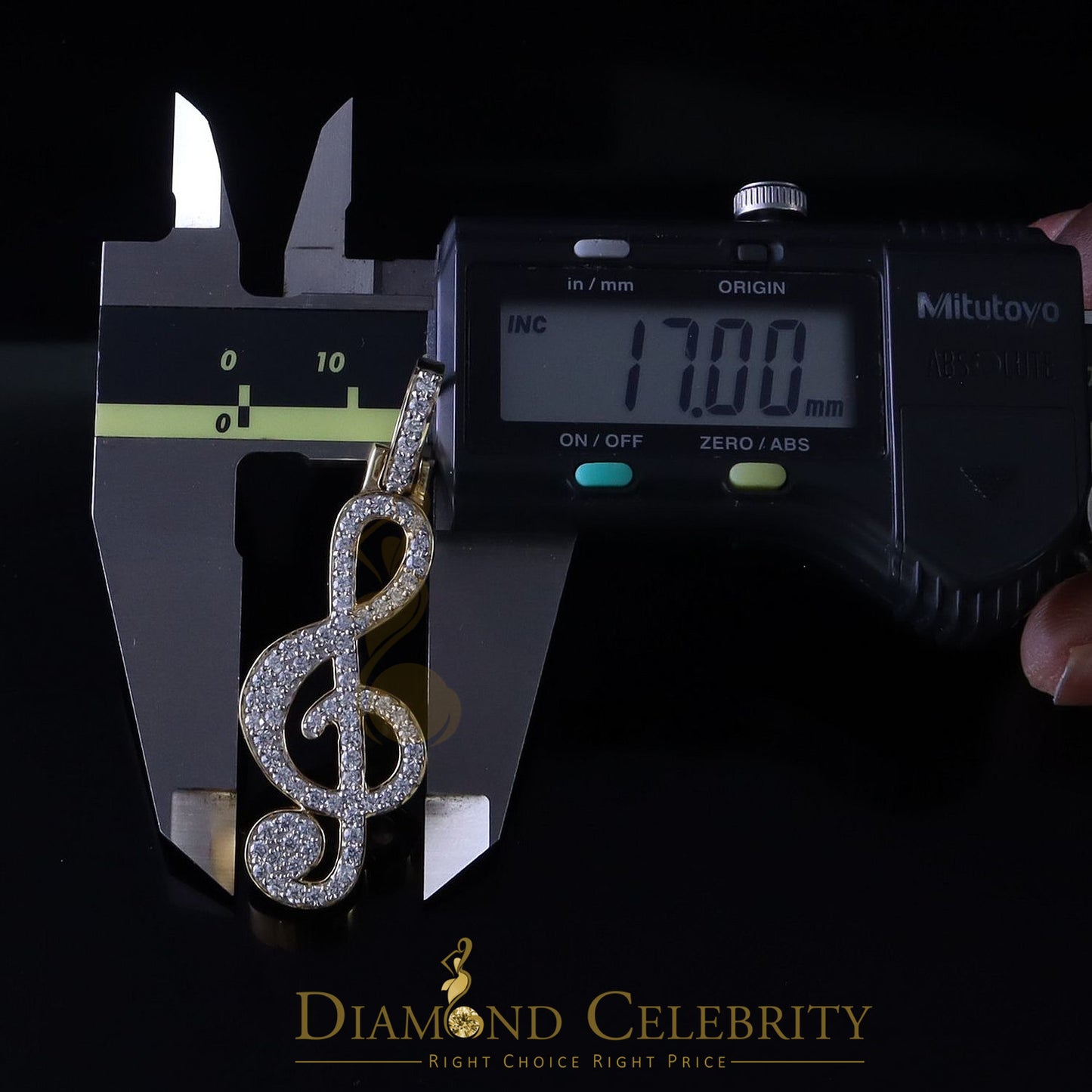 DiamondCelebritees Promise 925 Yellow Sterling Silver MUSIC SIGN Pendant with 2.34ct Cubic Zirconia