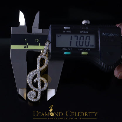 DiamondCelebritees Promise 925 Yellow Sterling Silver MUSIC SIGN Pendant with 2.34ct Cubic Zirconia