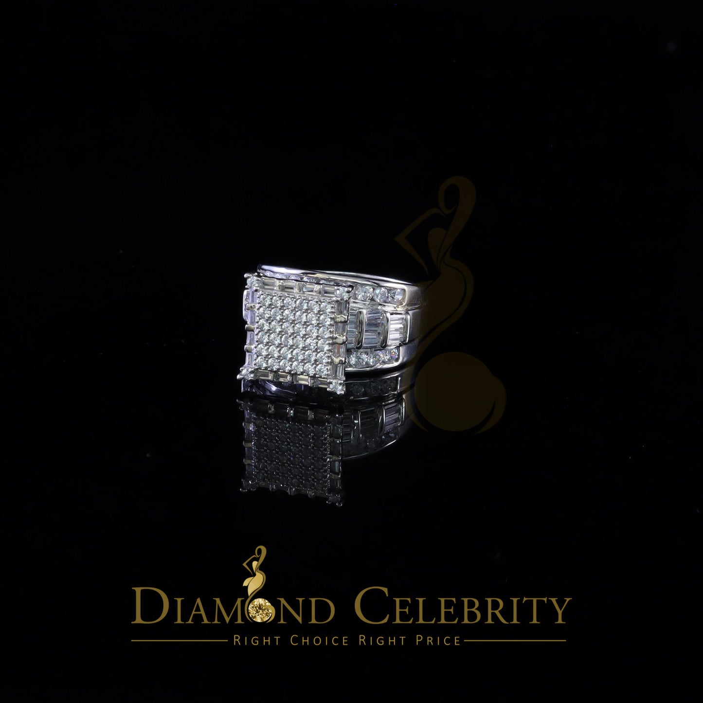 DiamondCelebritees Womens 6.04ct White Cubic Zirconia Silver Fashion Square Womens Ring Size 9