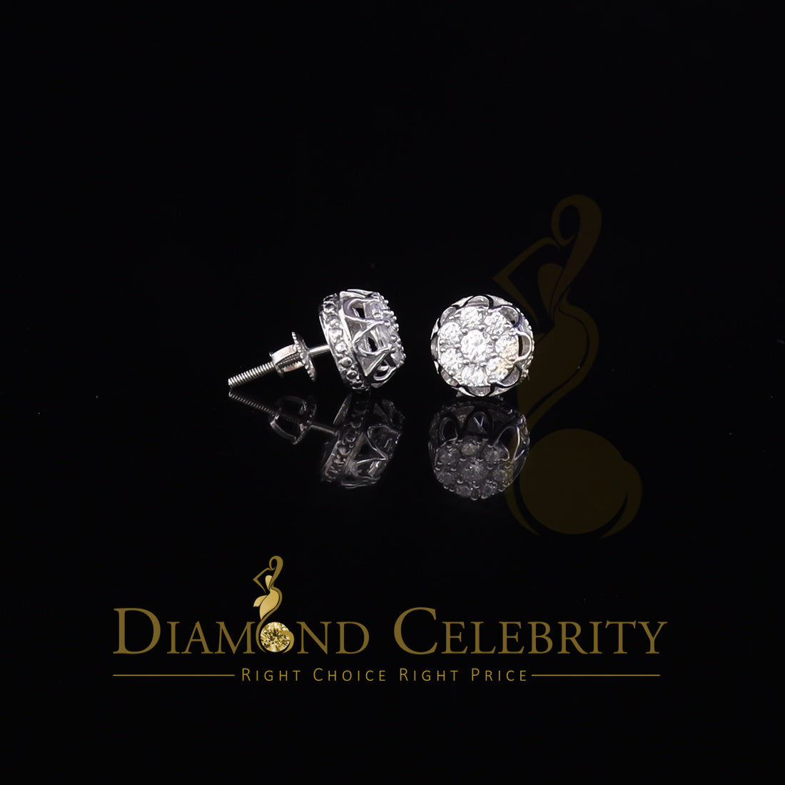 DiamondCelebritees  1.14ct Cubic Zirconia 925 White Silver Women's & Men's Hip Hop Flower Earrings