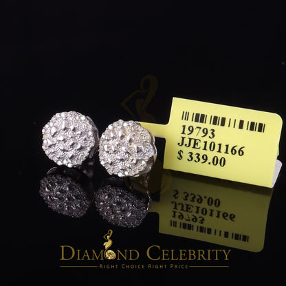DiamondCelebritees 0.15ct Diamond 925 Sterling White Silver For Men's & Womens Stud Nugget Earrings