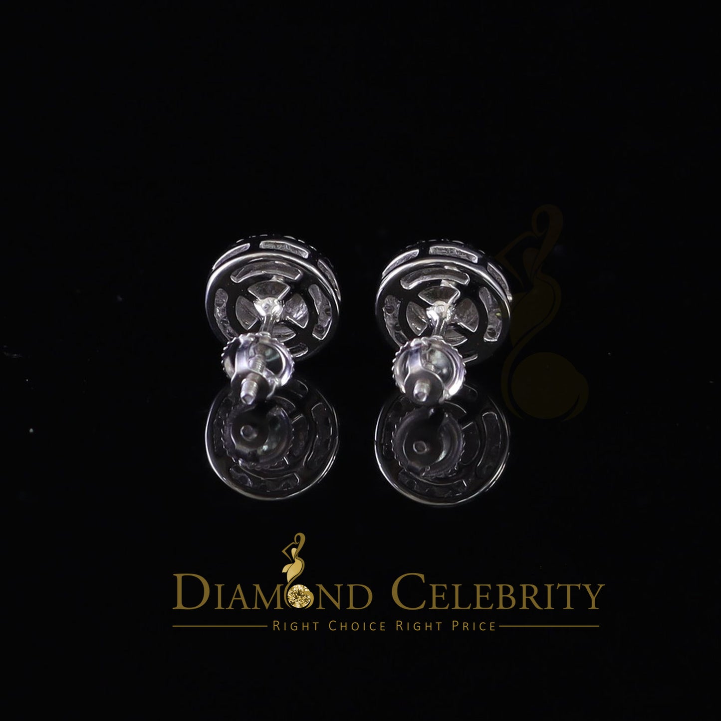 Diamondcelebritees 1.00ct Moissanite White 925 Sterling Silver Women's Circle Shape Nugget Earrings