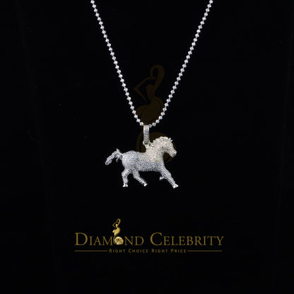 DiamondCelebritees  Real 0.33ct Diamond 925 Sterling Silver HORSE White Charm Necklace Pendant