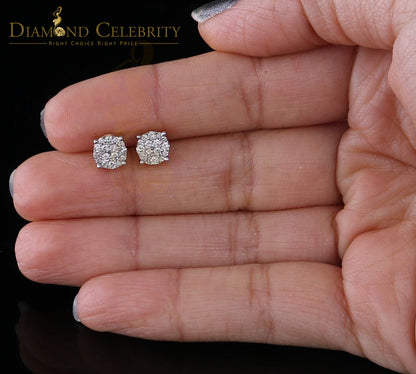 DiamondCelebritees 0.50CT Real Diamond 10K Real Yellow Gold Men's/Women's Stud Round Earring