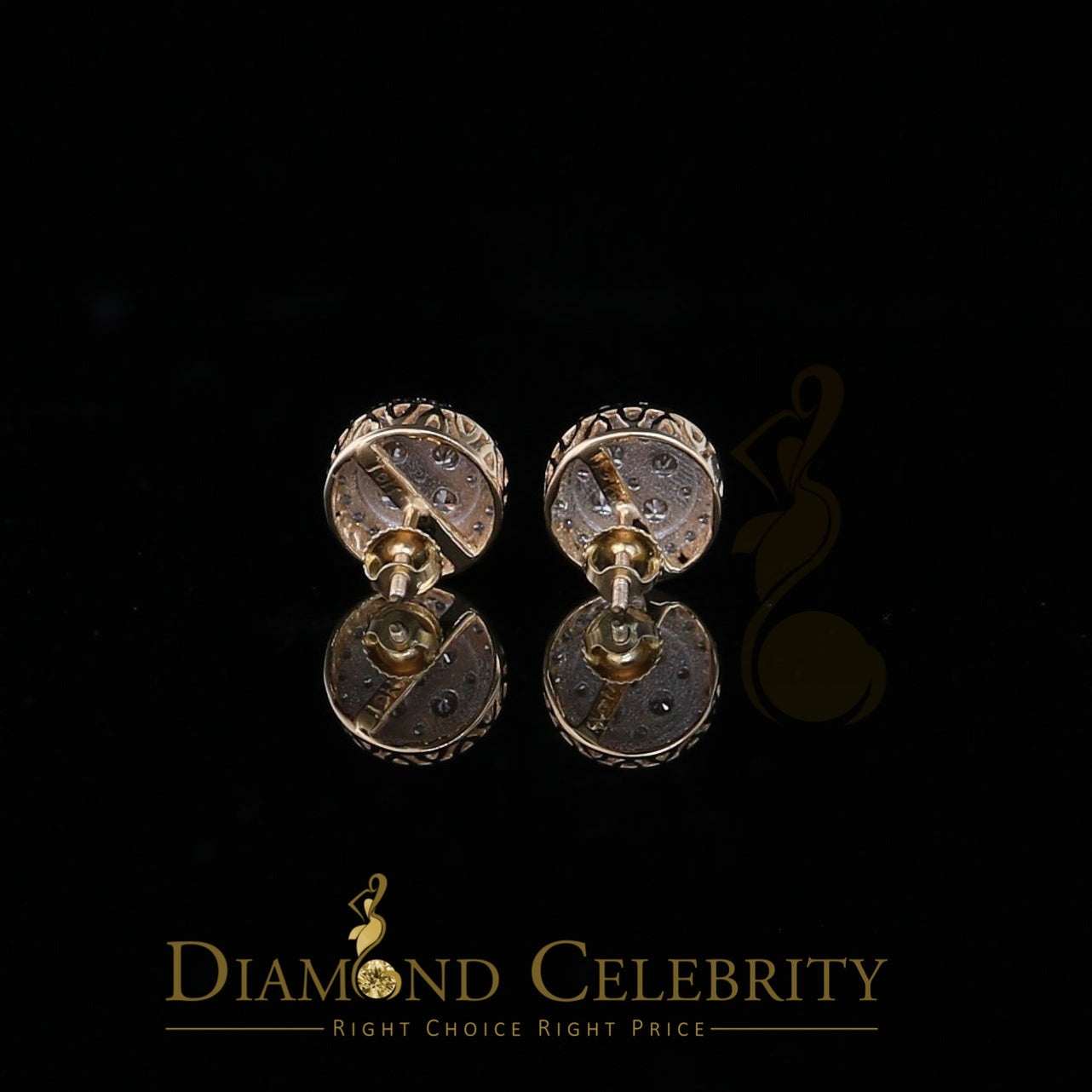 DiamondCelebritees Real Diamond 1.25CT 10K Real Yellow Gold Men's/Women's Stud Round Earring
