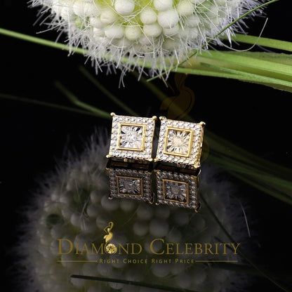 DiamondCelebritees 0.10ct Diamond Stud Earrings Yellow 925 Sterling Silver For Men's & Women's