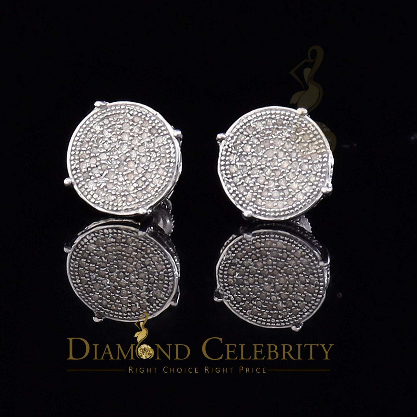 DiamondCelebritees 925 Sterling Silver 0.30ct Diamond For Women's/ Men's White Stud Round Earrings