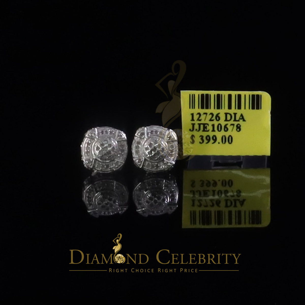 DiamondCelebritees  925 Sterling White Silver 0.25ct Diamond For Women's/ Men's Circle Stud Earrings