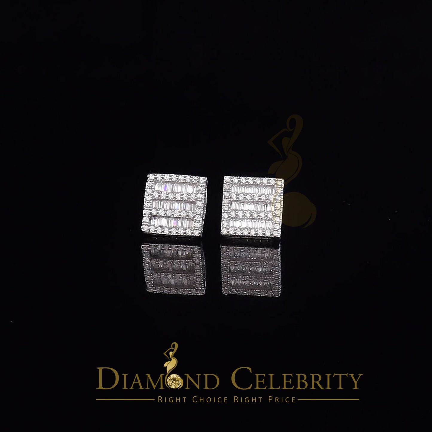 DiamondCelebritees  Hip Hop Screw Back White Silver 2.07ct Cubic Zirconia Women's & Men's Earrings