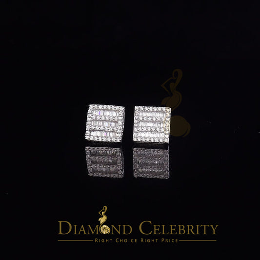 DiamondCelebritees  Hip Hop Screw Back White Silver 2.07ct Cubic Zirconia Women's & Men's Earrings