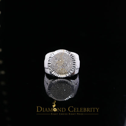 DiamondCelebritees 925 Sterling Silver 0.50CT Real Diamond White Men's Engagement Round Ring Size 9
