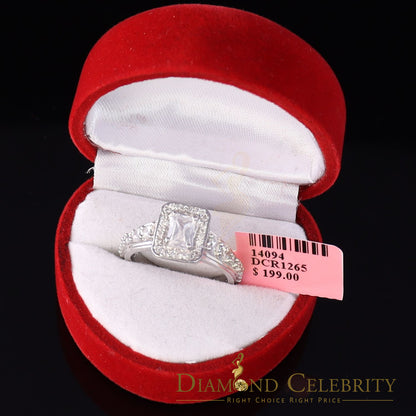 DiamondCelebritees Iced Out White 3.50ct Cubic Zirconia 925 Silver Square Engagement Rings Size 7