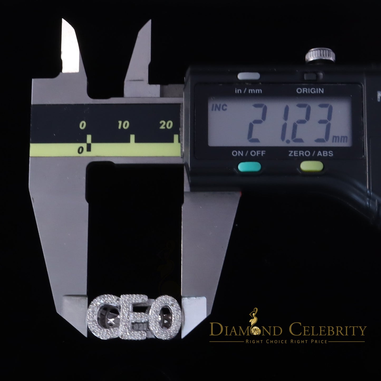 DiamondCelebritees Stylish 925 White Silver 0.40ct Real Micro Diamond Men's "CEO" word Ring SZ 8