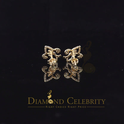 DiamondCelebritees  925 Yellow Silver 0.60ct Cubic Zirconia Fleur de Lis Screw Back Women's Earrings