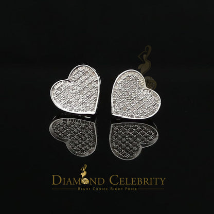 DiamondCelebritees Aretes Para Hombre Heart 925 White Silver 0.25ct Diamond Women's /Men's Earrings