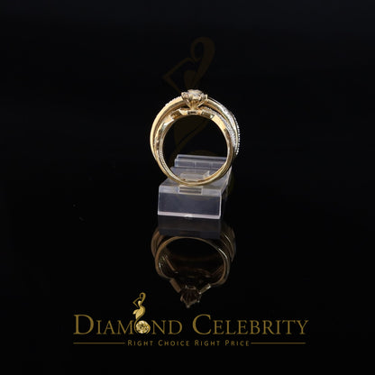 DiamondCelebritees 0.33CT Real Diamond Men's SZ 10 & Women's SZ 7 Trio Sterling Silver Yellow Ring