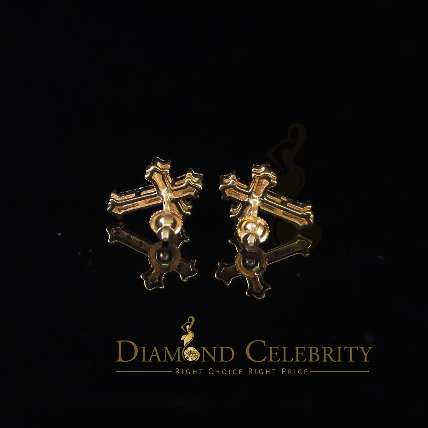 DiamondCelebritees 1.00ct Moissanite Yellow 925 Sterling Silver Women's Cross Earrings