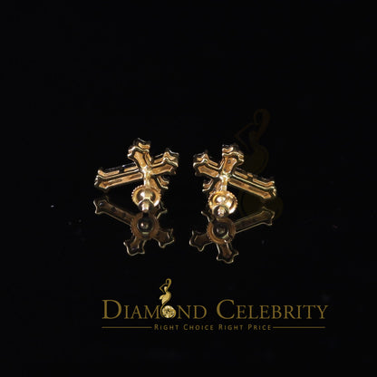 DiamondCelebritees 1.00ct Moissanite Yellow 925 Sterling Silver Women's Cross Earrings