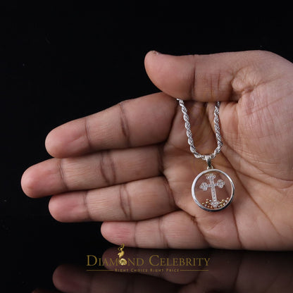 DiamondCelebritees Attractive White 925 Sterling Silver Charming Cross Pendant with Cubic Zirconia