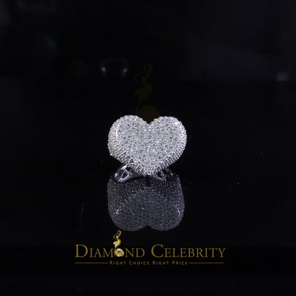 DiamondCelebritees Sterling Men's 925 White Silver 5.00ct VVS 'D' Moissanite Heart Ring Size 8