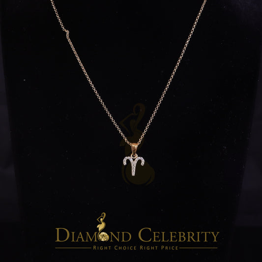 DiamondCelebritees 0.42ct Cubic ZirconiaYellow Silver ARIES-APRIL Month Pendant for Men's & Women's