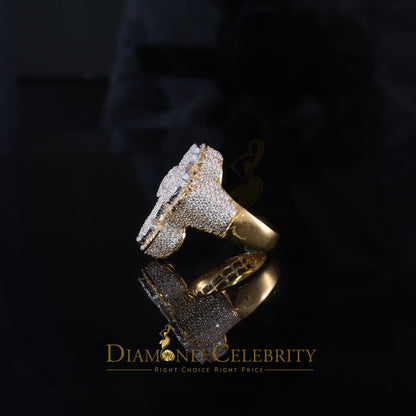 DiamondCelebritees New 925 Sterling Silver 6.00ct VVS D Moissanite Rings Size 10 Yellow Cross Men's