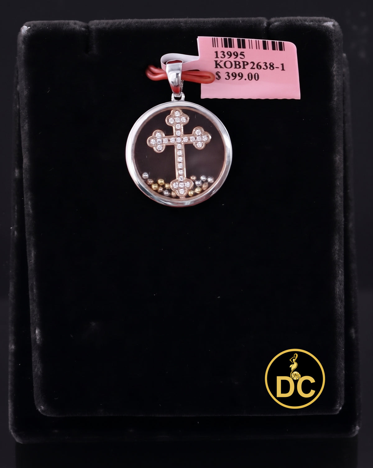 DiamondCelebritees Attractive White 925 Sterling Silver Charming Cross Pendant with Cubic Zirconia