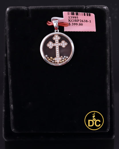 DiamondCelebritees Attractive White 925 Sterling Silver Charming Cross Pendant with Cubic Zirconia