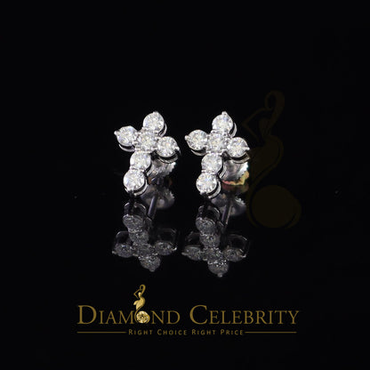 Diamondcelebritees 1.00ct Moissanite White 925 Sterling Silver Women's Cross Earrings
