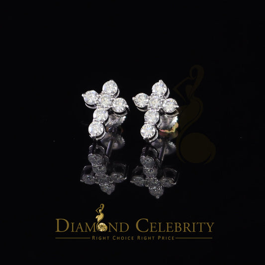 Diamondcelebritees 1.00ct Moissanite White 925 Sterling Silver Women's Cross Earrings
