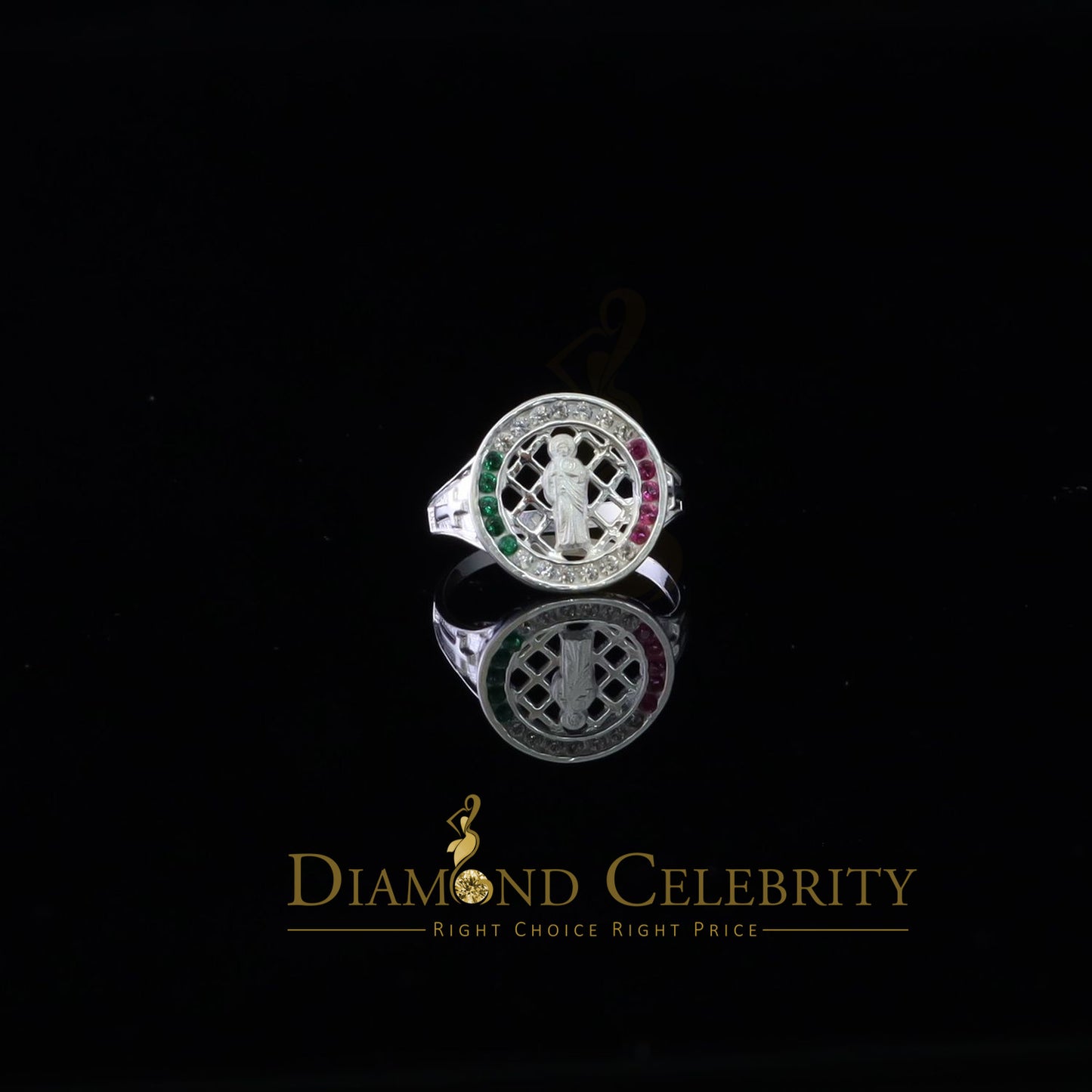 DiamondCelebritees Religious White 925 Sterling Silver Cubic Zirconia St. Jude Women's Ring Size 7