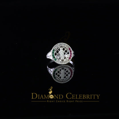 DiamondCelebritees Religious White 925 Sterling Silver Cubic Zirconia St. Jude Women's Ring Size 7
