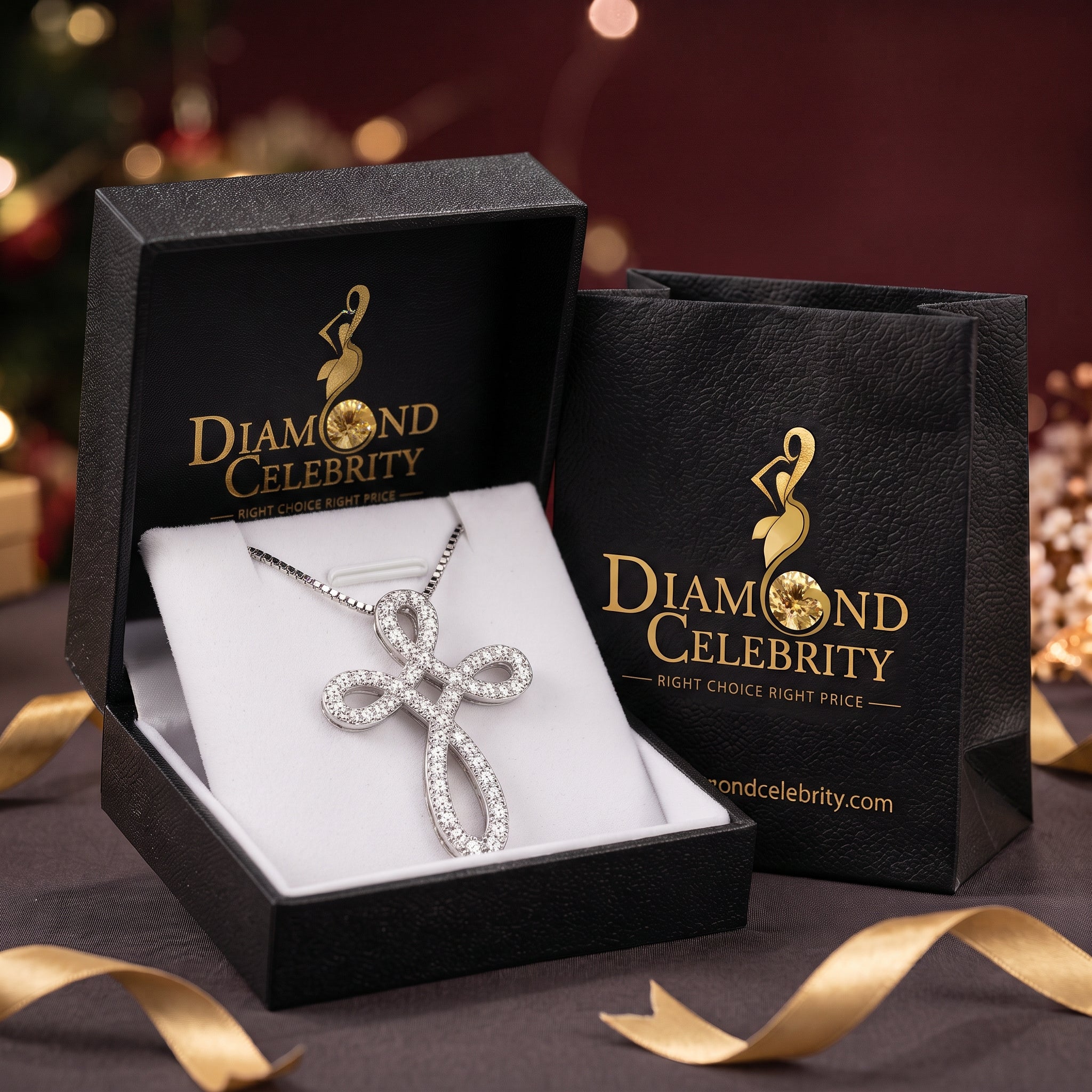 DiamondCelebritees 925 Silver White 1inch Infinity-Style Openwork Pendant W/ 1.25ct Cubic Zirconia