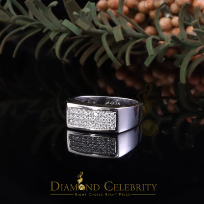 DiamondCelebritees Sterling Mens 0.81ct White Cubic Zirconia Silver Rectangle Fashion Ring Size 9