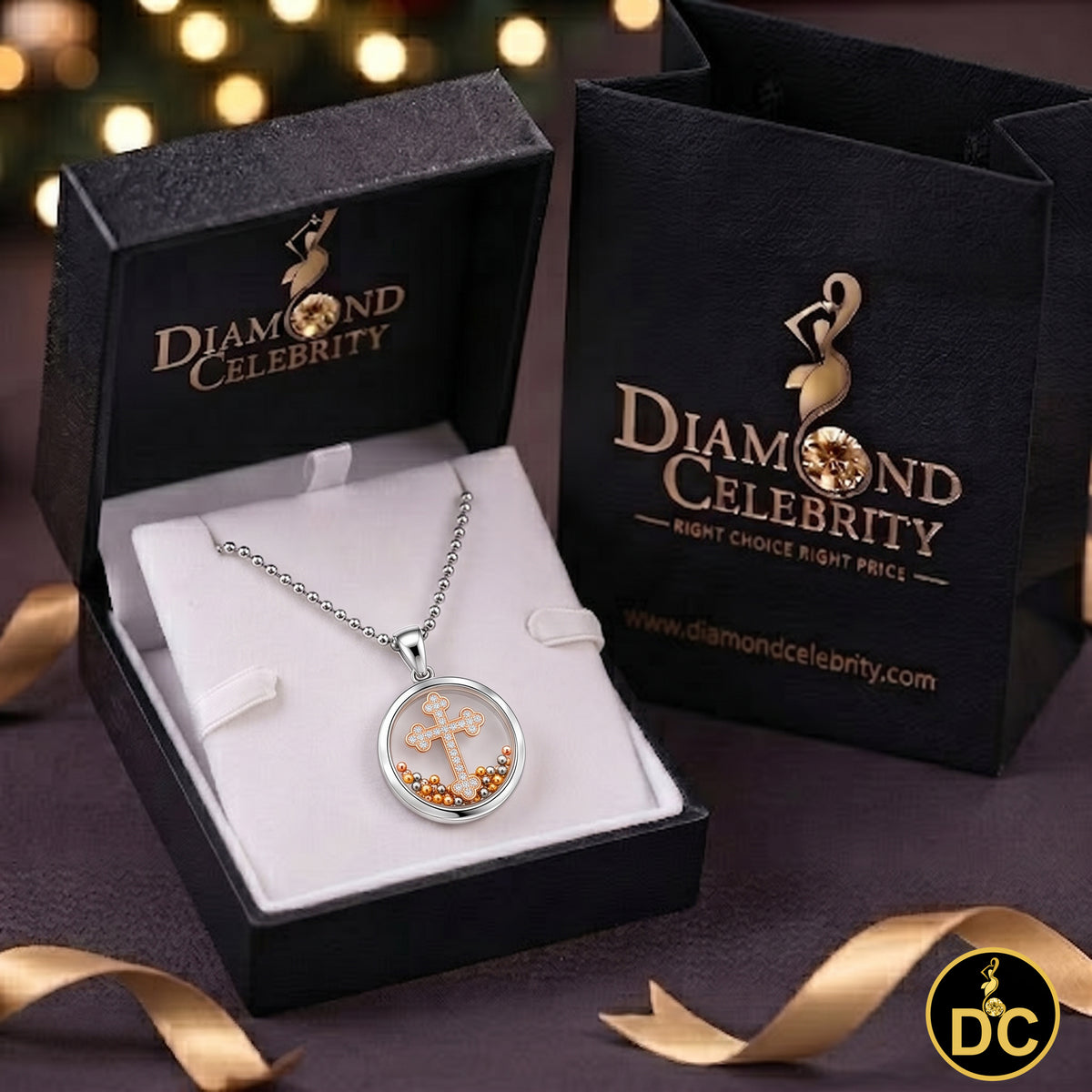 DiamondCelebritees Attractive White 925 Sterling Silver Charming Cross Pendant with Cubic Zirconia